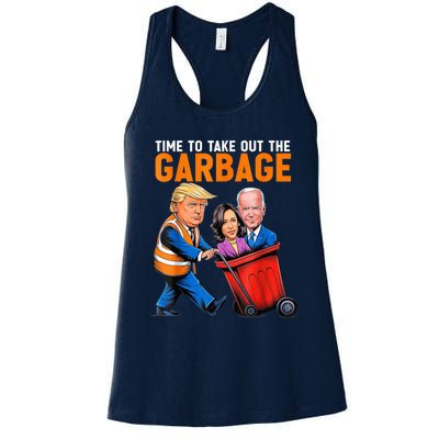 Garbage For Trump 2024 Funny Time To Take Out Garbage Biden Women's Racerback Tank