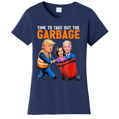 Garbage For Trump 2024 Funny Time To Take Out Garbage Biden Women's T-Shirt