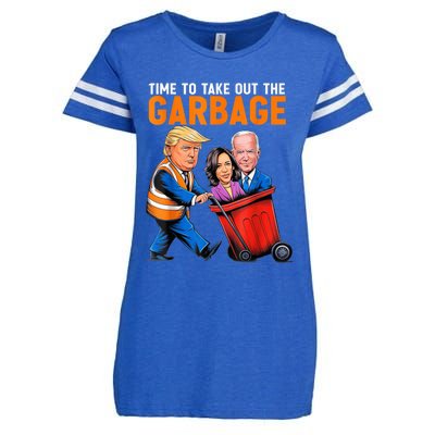 Garbage For Trump 2024 Funny Time To Take Out Garbage Biden Enza Ladies Jersey Football T-Shirt