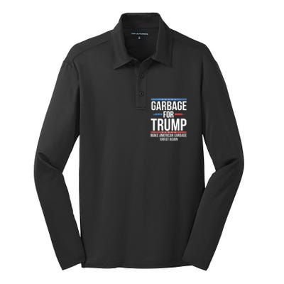 Garbage For Trump Make American Garbage Great Again Silk Touch Performance Long Sleeve Polo