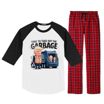 Garbage For Trump 2024 Funny Time To Take Out Garbage Biden Raglan Sleeve Pajama Set