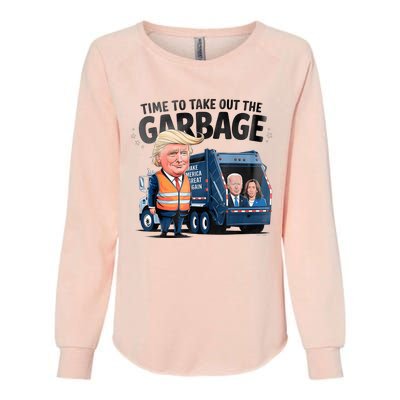 Garbage For Trump 2024 Funny Time To Take Out Garbage Biden Womens California Wash Sweatshirt