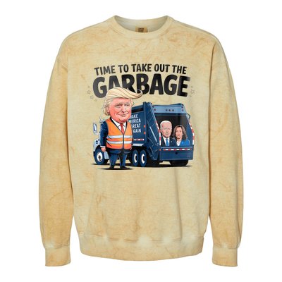 Garbage For Trump 2024 Funny Time To Take Out Garbage Biden Colorblast Crewneck Sweatshirt