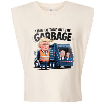 Garbage For Trump 2024 Funny Time To Take Out Garbage Biden Garment-Dyed Women's Muscle Tee