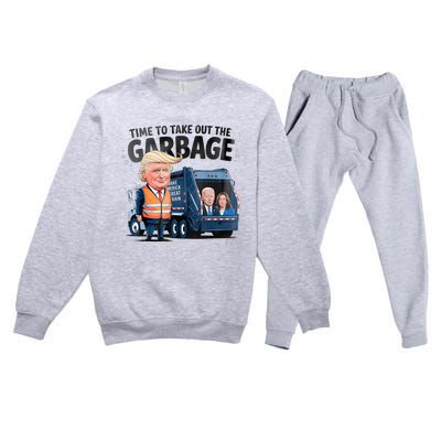 Garbage For Trump 2024 Funny Time To Take Out Garbage Biden Premium Crewneck Sweatsuit Set