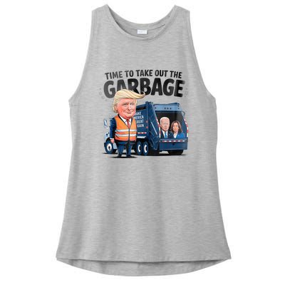 Garbage For Trump 2024 Funny Time To Take Out Garbage Biden Ladies PosiCharge Tri-Blend Wicking Tank