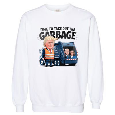 Garbage For Trump 2024 Funny Time To Take Out Garbage Biden Garment-Dyed Sweatshirt