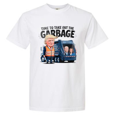 Garbage For Trump 2024 Funny Time To Take Out Garbage Biden Garment-Dyed Heavyweight T-Shirt