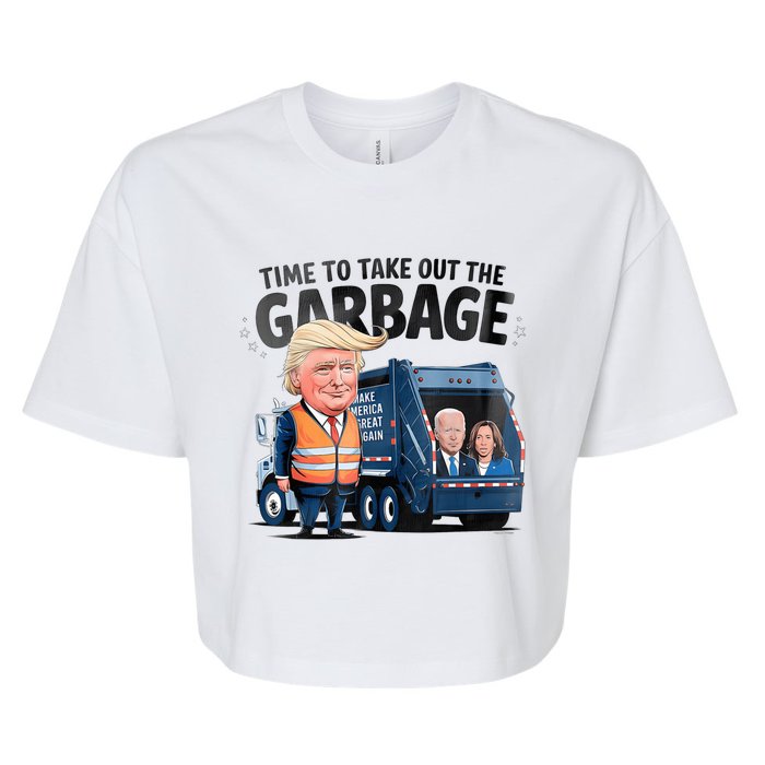 Garbage For Trump 2024 Funny Time To Take Out Garbage Biden Bella+Canvas Jersey Crop Tee