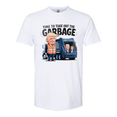 Garbage For Trump 2024 Funny Time To Take Out Garbage Biden Softstyle CVC T-Shirt