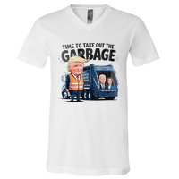 Garbage For Trump 2024 Funny Time To Take Out Garbage Biden V-Neck T-Shirt