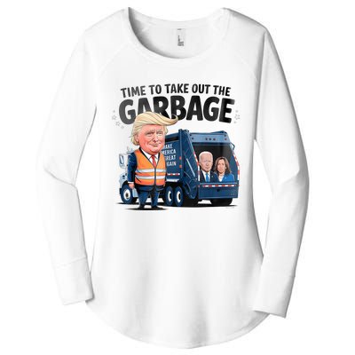 Garbage For Trump 2024 Funny Time To Take Out Garbage Biden Women's Perfect Tri Tunic Long Sleeve Shirt