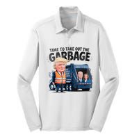 Garbage For Trump 2024 Funny Time To Take Out Garbage Biden Silk Touch Performance Long Sleeve Polo