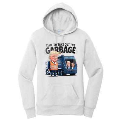 Garbage For Trump 2024 Funny Time To Take Out Garbage Biden Women's Pullover Hoodie