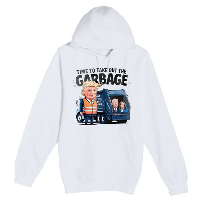 Garbage For Trump 2024 Funny Time To Take Out Garbage Biden Premium Pullover Hoodie