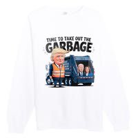 Garbage For Trump 2024 Funny Time To Take Out Garbage Biden Premium Crewneck Sweatshirt