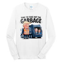 Garbage For Trump 2024 Funny Time To Take Out Garbage Biden Tall Long Sleeve T-Shirt