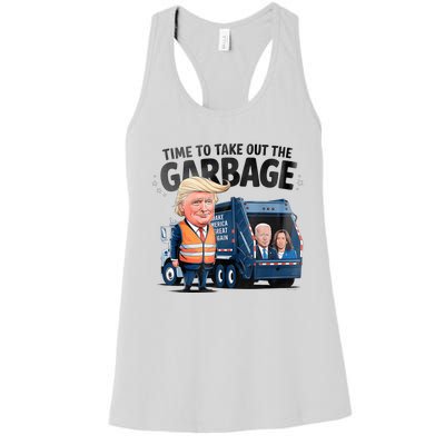 Garbage For Trump 2024 Funny Time To Take Out Garbage Biden Women's Racerback Tank