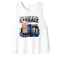 Garbage For Trump 2024 Funny Time To Take Out Garbage Biden Women's Racerback Cropped Tank