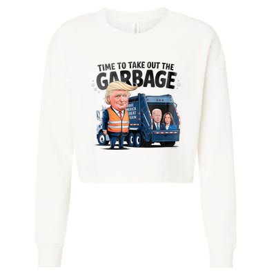 Garbage For Trump 2024 Funny Time To Take Out Garbage Biden Cropped Pullover Crew