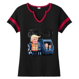 Garbage For Trump 2024 Funny Time To Take Out Garbage Biden Ladies Halftime Notch Neck Tee