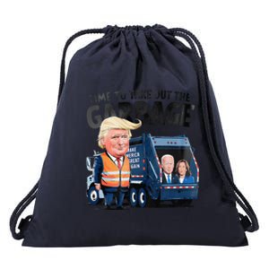 Garbage For Trump 2024 Funny Time To Take Out Garbage Biden Drawstring Bag