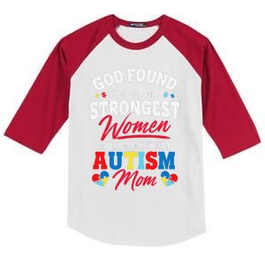 God Found The Strongest Women Made Them Autism Mom Kids Colorblock Raglan Jersey