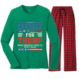 Garbage For Trump Make American Garbage Great Again Women's Long Sleeve Flannel Pajama Set 