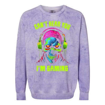 Gamer For Teens Video Gaming Funny Skull Colorblast Crewneck Sweatshirt