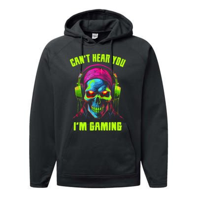 Gamer For Teens Video Gaming Funny Skull Performance Fleece Hoodie