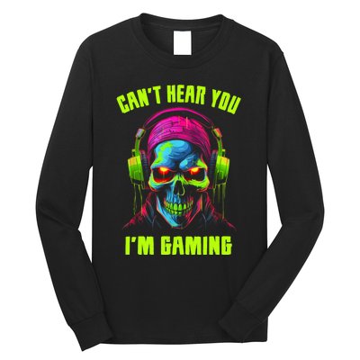 Gamer For Teens Video Gaming Funny Skull Long Sleeve Shirt