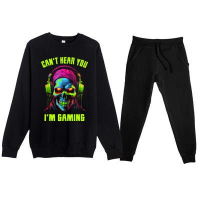 Gamer For Teens Video Gaming Funny Skull Premium Crewneck Sweatsuit Set