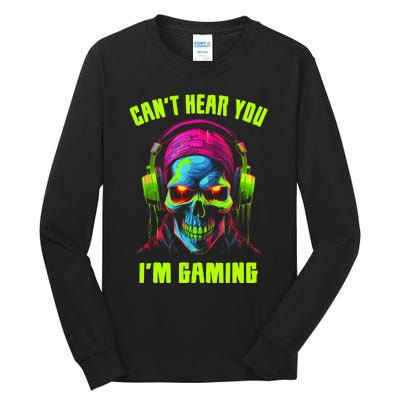 Gamer For Teens Video Gaming Funny Skull Tall Long Sleeve T-Shirt