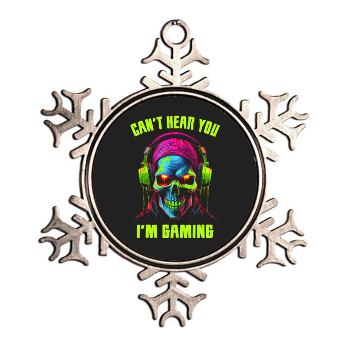 Gamer For Teens Video Gaming Funny Skull Metallic Star Ornament