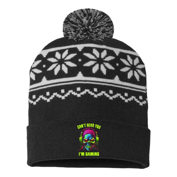 Gamer For Teens Video Gaming Funny Skull USA-Made Snowflake Beanie