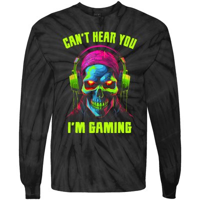 Gamer For Teens Video Gaming Funny Skull Tie-Dye Long Sleeve Shirt