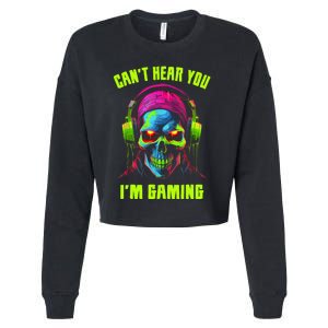 Gamer For Teens Video Gaming Funny Skull Cropped Pullover Crew