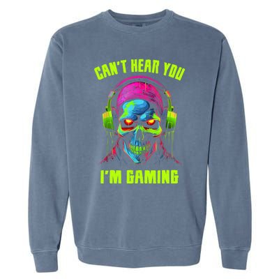 Gamer For Teens Video Gaming Funny Skull Garment-Dyed Sweatshirt