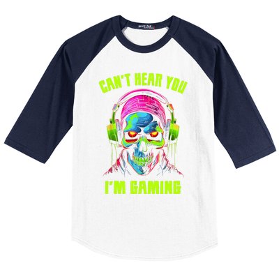 Gamer For Teens Video Gaming Funny Skull Baseball Sleeve Shirt