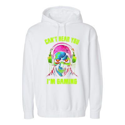 Gamer For Teens Video Gaming Funny Skull Garment-Dyed Fleece Hoodie