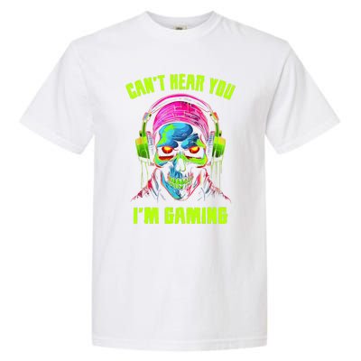 Gamer For Teens Video Gaming Funny Skull Garment-Dyed Heavyweight T-Shirt