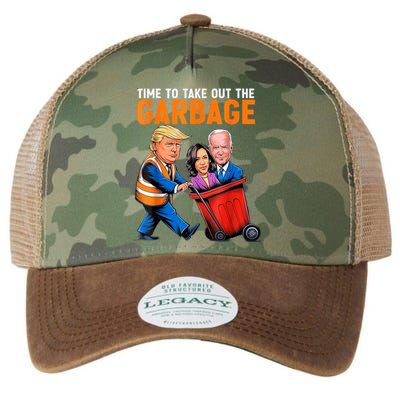 Garbage For Trump 2024 Funny Time To Take Out Garbage Biden Legacy Tie Dye Trucker Hat