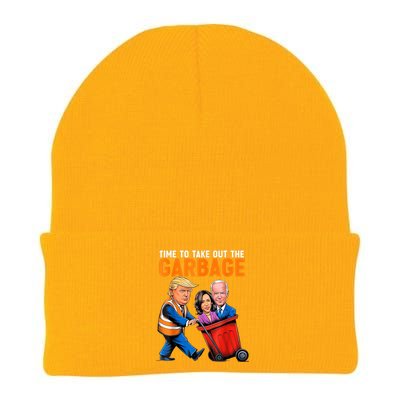 Garbage For Trump 2024 Funny Time To Take Out Garbage Biden Knit Cap Winter Beanie