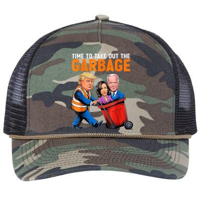 Garbage For Trump 2024 Funny Time To Take Out Garbage Biden Retro Rope Trucker Hat Cap