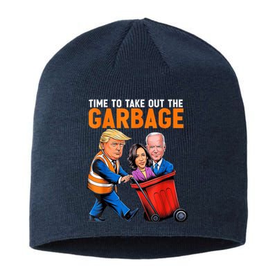 Garbage For Trump 2024 Funny Time To Take Out Garbage Biden Sustainable Beanie