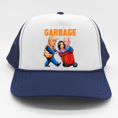 Garbage For Trump 2024 Funny Time To Take Out Garbage Biden Trucker Hat