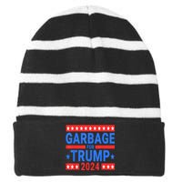 Garbage For Trump Striped Beanie with Solid Band