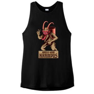 Greetings From The Krampus Evil Frohe Krampus Christmas Demon Ladies PosiCharge Tri-Blend Wicking Tank