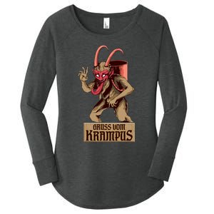 Greetings From The Krampus Evil Frohe Krampus Christmas Demon Women's Perfect Tri Tunic Long Sleeve Shirt