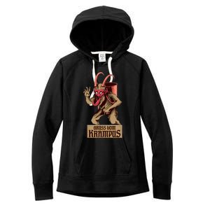 Greetings From The Krampus Evil Frohe Krampus Christmas Demon Women's Fleece Hoodie